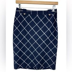 The Limited Navy Pencil Skirt w Gold Buttons Womens 10 NWT